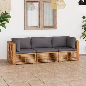 3-os. sofa ogrodowa z poduszkami, lite drewno tekowe