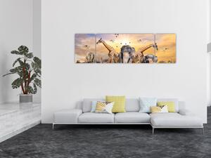 Obraz - Afrykańskie zwierzęta (170x50 cm)