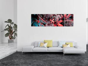 Abstrakcyjny obraz egzotycznych kwiatów (170x50 cm)
