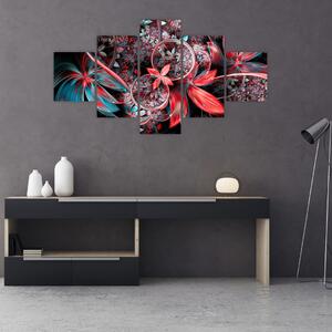Abstrakcyjny obraz egzotycznych kwiatów (125x70 cm)
