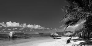 Obraz Plaża Anse Source w wersji czarno-białej