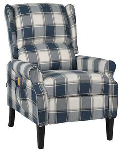 Rozkładany fotel masujący, niebieski, obity tkaniną