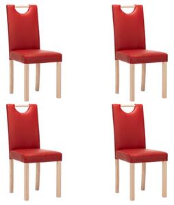 Krzesła stołowe, 4 szt., winna czerwień, obite sztuczną skórą