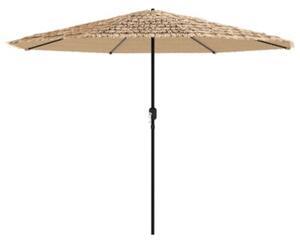 Parasol ogrodowy z LED, stalowy słupek, brązowy, 388x388x248 cm