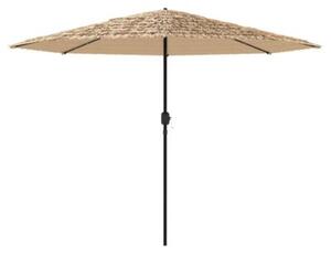 Parasol ogrodowy z LED, stalowy słupek, brązowy, 388x388x248 cm