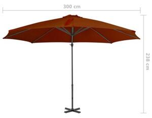Parasol wiszący z aluminiowym słupkiem, 300 cm, terakota