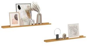 Drewniana półka Ścienna modularna beżowa z 2 półkami