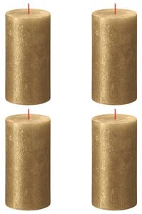 Bolsius Rustykalne świece pieńkowe Shimmer, 4 szt., 130x68 mm, złote