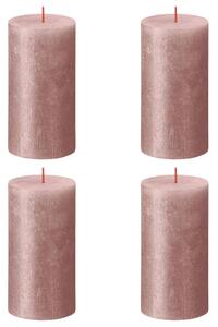 Bolsius Świece pieńkowe Shimmer, 4 szt., 130x68 mm, różowe