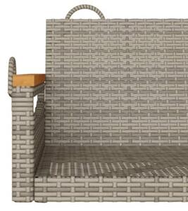 Ławka bujana, szara, 63x62x40 cm, polirattan