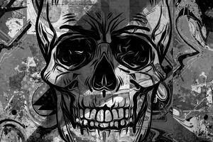 Obraz czaszka w wersji czarno-białej
