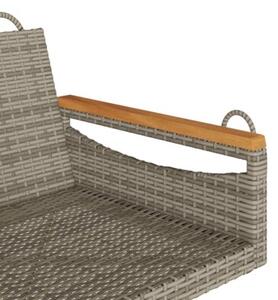 Ławka bujana, szara, 63x62x40 cm, polirattan