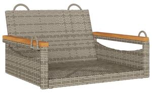 Ławka bujana, szara, 63x62x40 cm, polirattan
