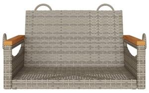 Ławka bujana, szara, 63x62x40 cm, polirattan