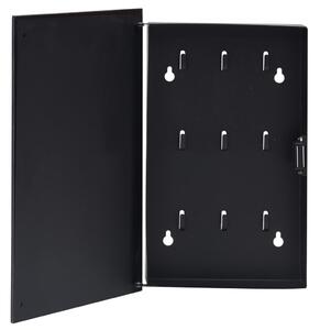 Skrzynka na klucze z tablicą magnetyczną, czarna, 30x20x5,5 cm