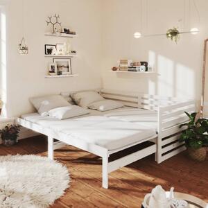 Łóżko wysuwane, lite drewno sosnowe, białe, 2x(90x200) cm