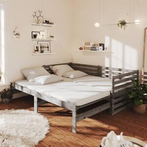 Łóżko wysuwane, lite drewno sosnowe, szare, 2x(90x200) cm
