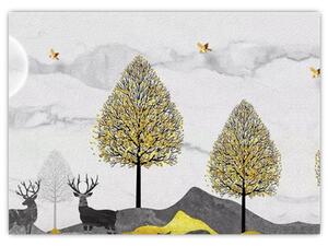 Obraz malowanych jeleni (70x50 cm)