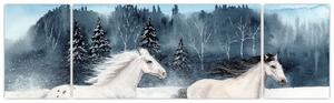 Obraz malowanych koni (170x50 cm)