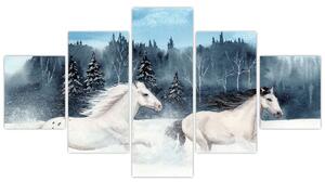 Obraz malowanych koni (125x70 cm)