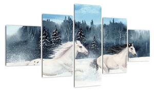 Obraz malowanych koni (125x70 cm)