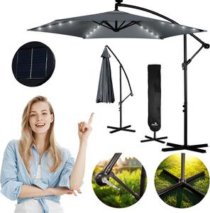 Parasol ogrodowy skadany 6 segmentowy 350 cm z pokrowcem i lampkami Plonos PL-882