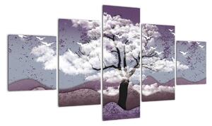 Obraz - Drzewo w chmurach (125x70 cm)