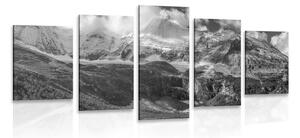 5-częściowy obraz majestatyczny krajobraz górski w wersji czarno-białej