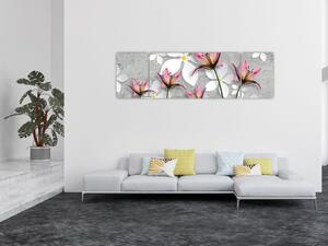 Obraz kwiatowej abstrakcji (170x50 cm)