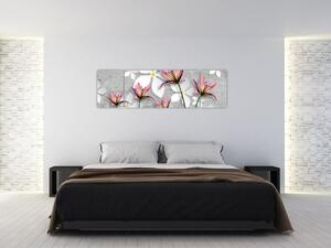 Obraz kwiatowej abstrakcji (170x50 cm)