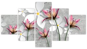 Obraz kwiatowej abstrakcji (125x70 cm)
