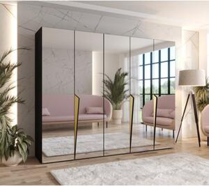Szafa uchylna otwierana Piano 1 250 wys. 202 cm czarny + u. zÅoty