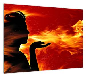 Obraz kobiety z płomieniami (70x50 cm)
