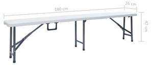 Składane ławki ogrodowe, 2 szt., 180 cm, hdpe, białe