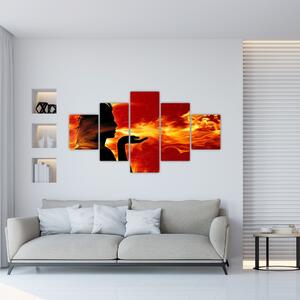 Obraz kobiety z płomieniami (125x70 cm)