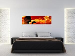 Obraz kobiety z płomieniami (170x50 cm)