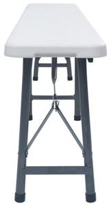 Składane ławki ogrodowe, 2 szt., 180 cm, hdpe, białe