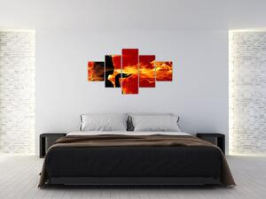 Obraz kobiety z płomieniami (125x70 cm)
