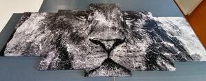 5-częściowy obraz głowa lwa w wersji czarno-białej