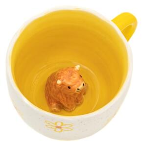 Żółto-kremowy porcelanowy kubek 350 ml Surprise Highland Cow – Sass & Belle