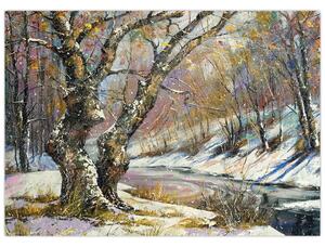 Obraz namalowanego zimowego krajobrazu (70x50 cm)