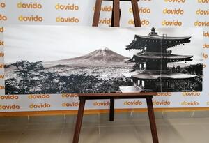 Obraz pomnik Chureito Pagoda w wersji czarno-białej