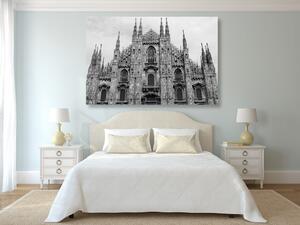 Obraz katedra w Mediolanie w wersji czarno-białej