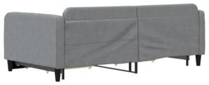 Sofa rozsuwana z szufladami, jasnoszara, 100x200 cm, tkanina