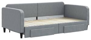 Sofa rozsuwana z szufladami, jasnoszara, 100x200 cm, tkanina