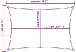 Żagiel przeciwsłoneczny, 160 g/m², czarny, 2x3 m, hdpe