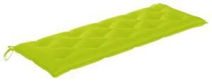 Ławka batavia z jasnozielony poduszką,150cm, lite drewno tekowe