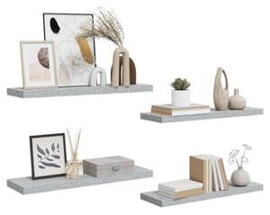 Półki ścienne, 4 szt., szarość betonu, 80 x 23,5 x 3,8 cm, mdf