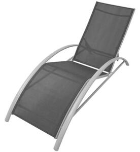 Leżaki ze stolikiem, aluminium, czarny