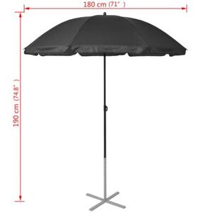 Leżaki z parasolem, aluminiowe, czarne
